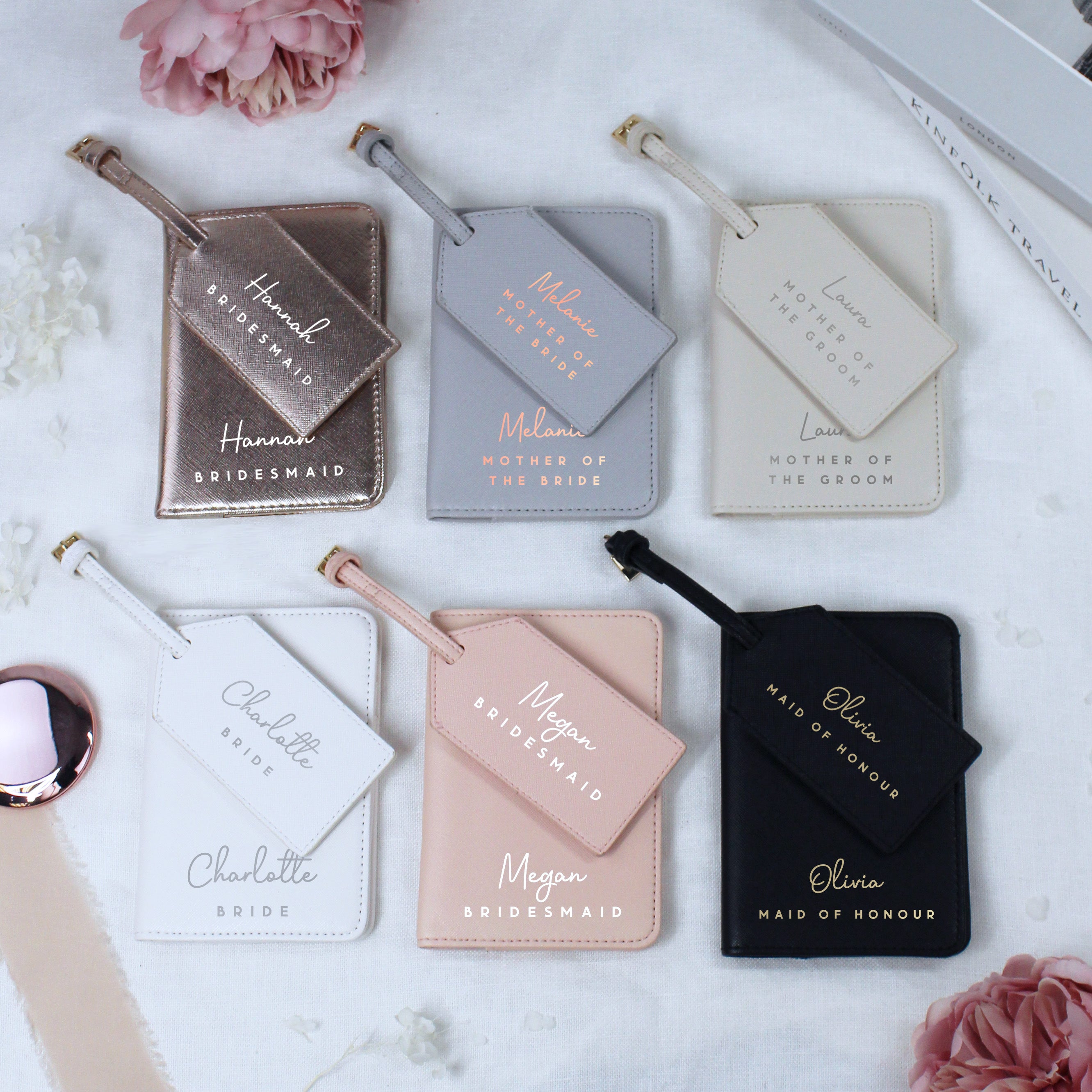 Personalised Wedding Role Passport Holder Luggage Tag Travel Set