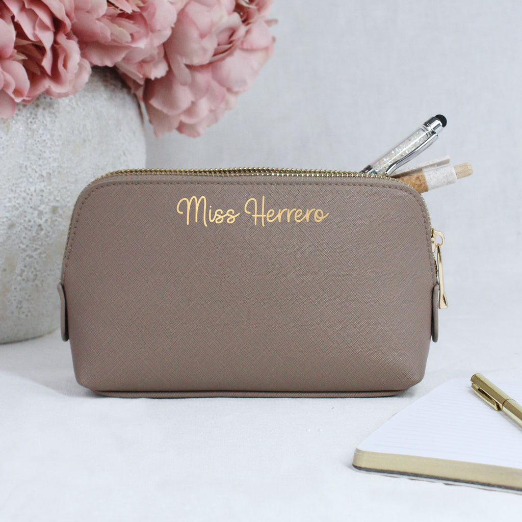 Personalised Medium PU Leather Teacher Pencil Case