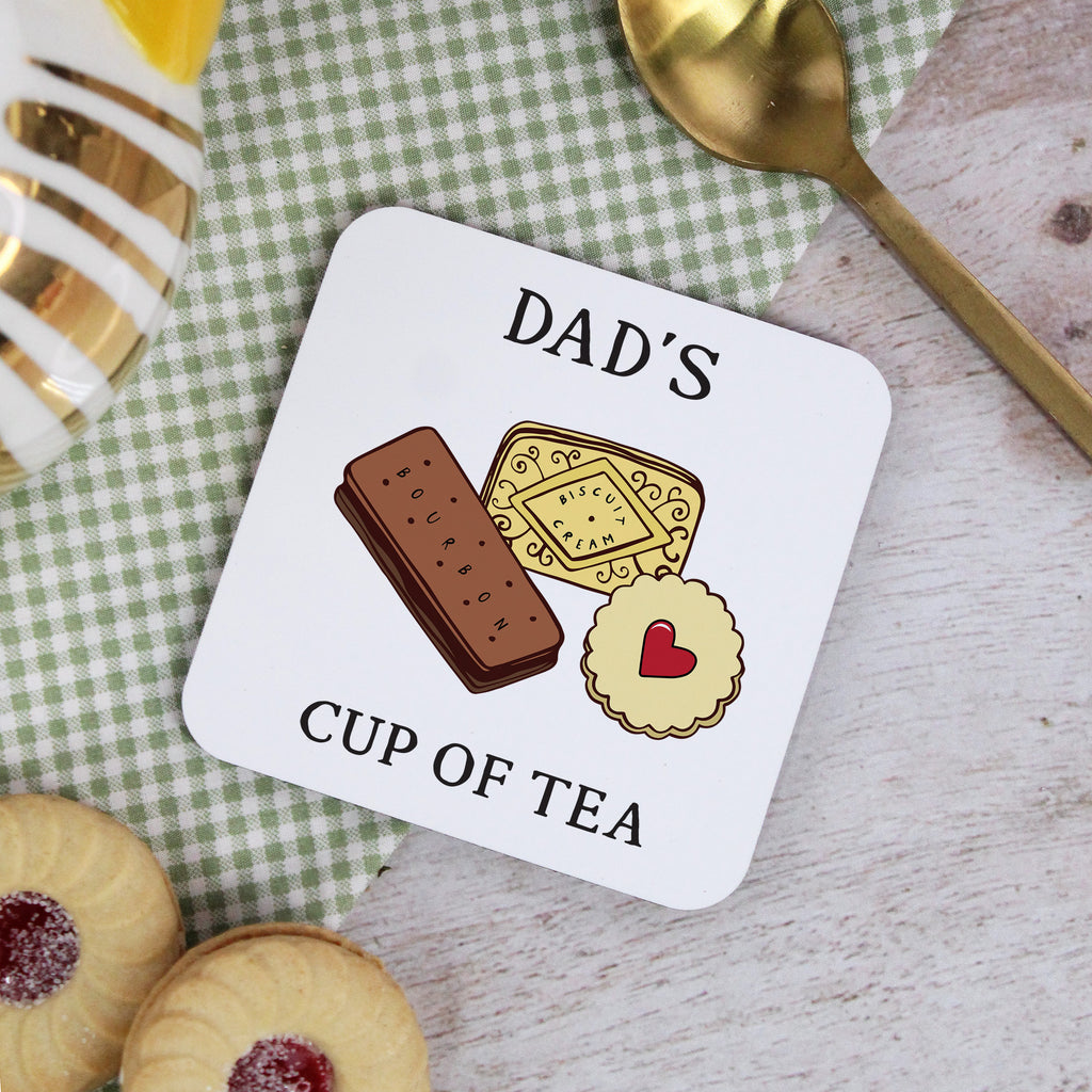 Personalised 'Dad’s Cup of Tea' Biscuits Coaster