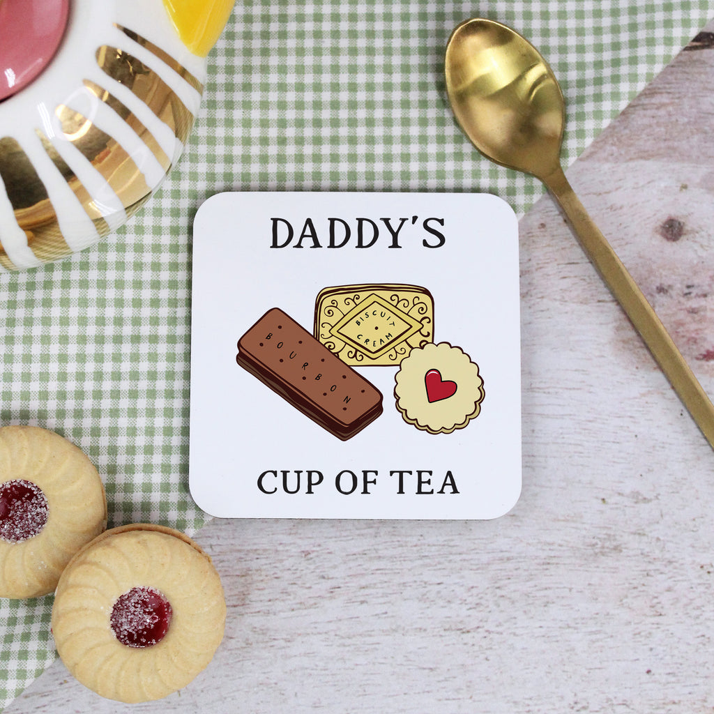 Personalised 'Dad’s Cup of Tea' Biscuits Coaster