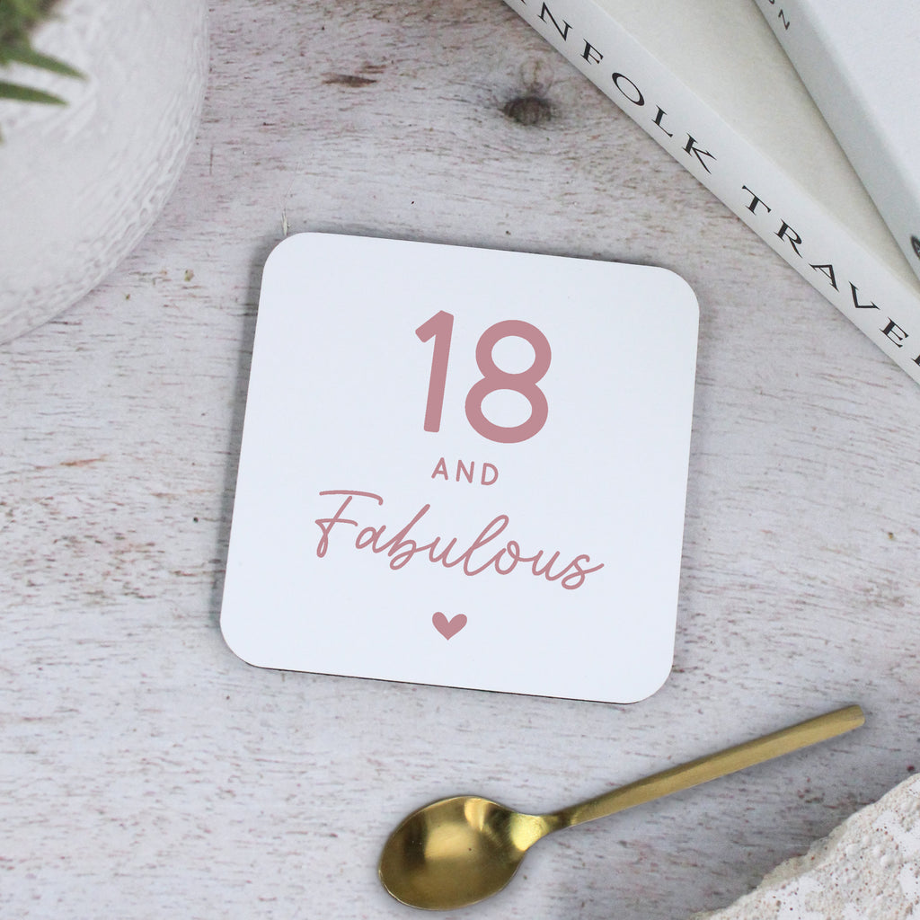 18 & Fabulous Printed Square Coaster