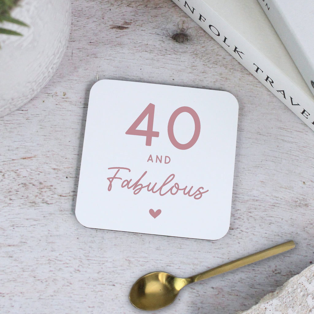 Personalised 40 & Fabulous Printed Square Coaster