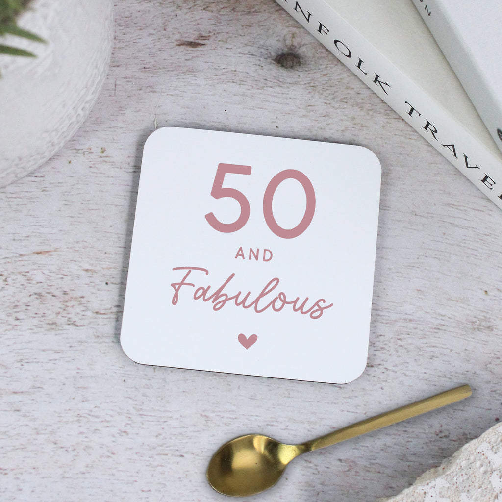 Personalised 50 & Fabulous Printed Square Coaster