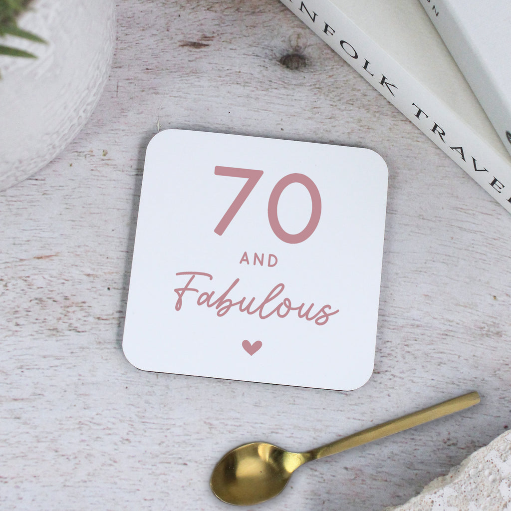 Personalised 70 & Fabulous Printed Square Coaster