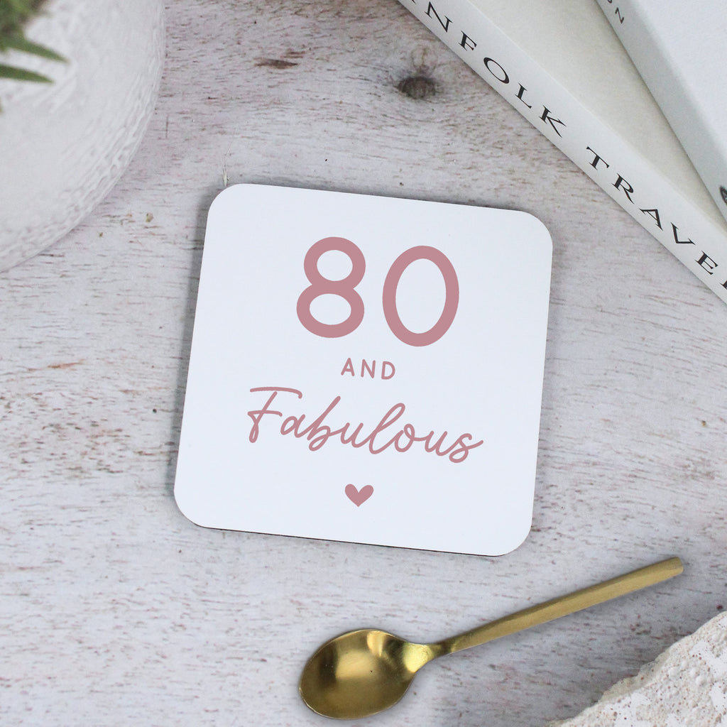 Personalised 80 & Fabulous Printed Square Coaster