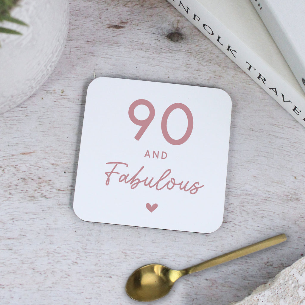 Personalised 90 & Fabulous Printed Square Coaster