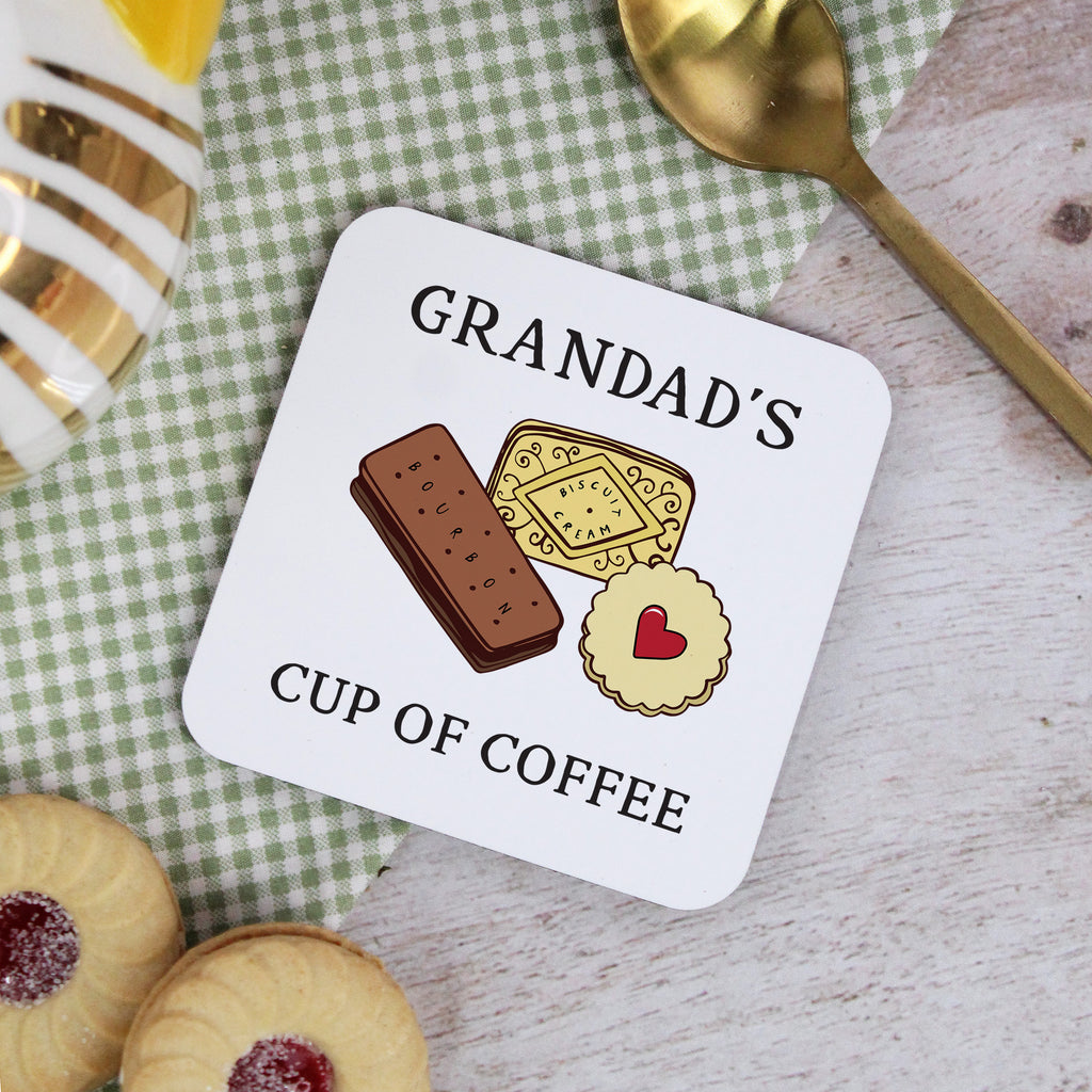 Personalised 'Grandad's Cup of Coffee' Biscuits Coaster