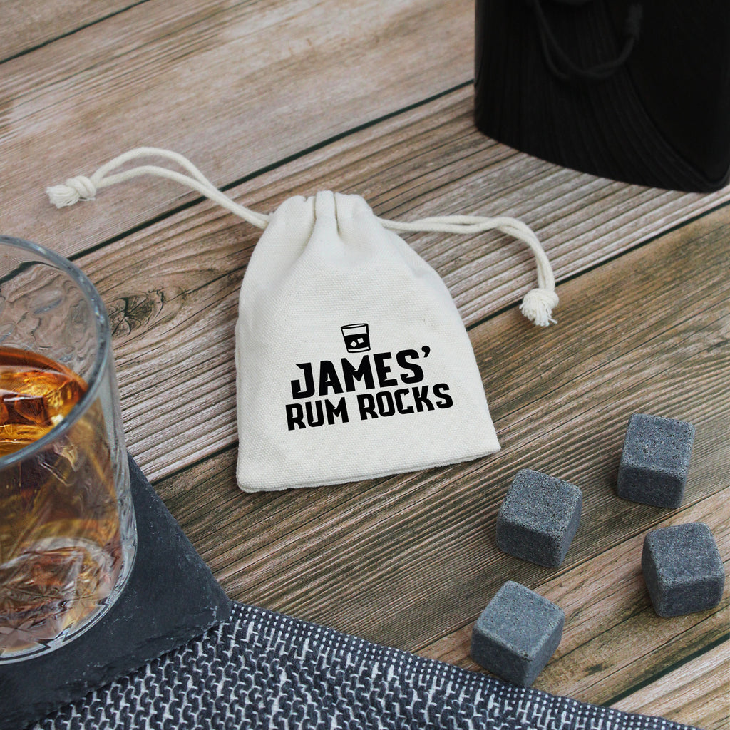 Rum Stones in a Personalised Drawstring Bag