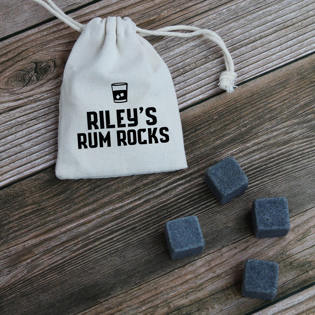 Rum Stones in a Personalised Drawstring Bag