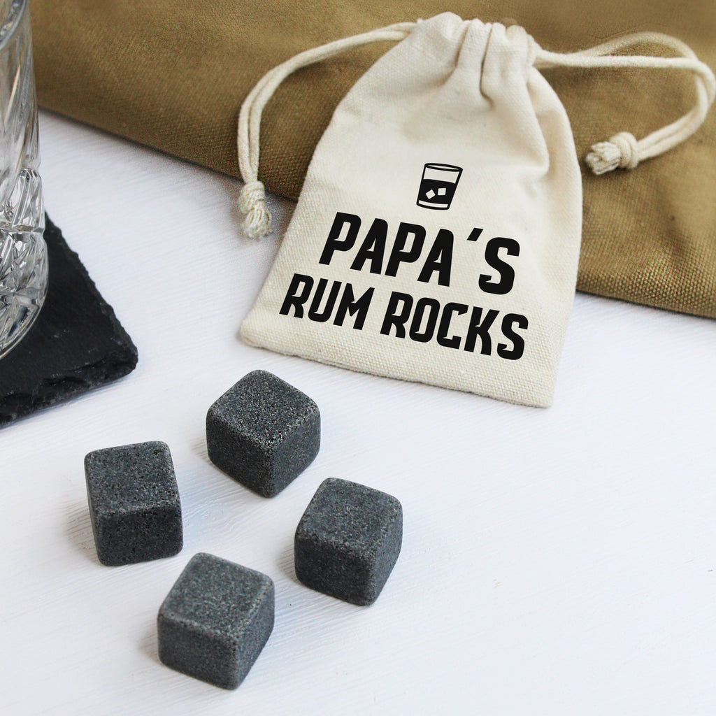 Daddy's Rum Rocks with Cotton Drawstring Bag & 4 Soapstone Ice Cubes