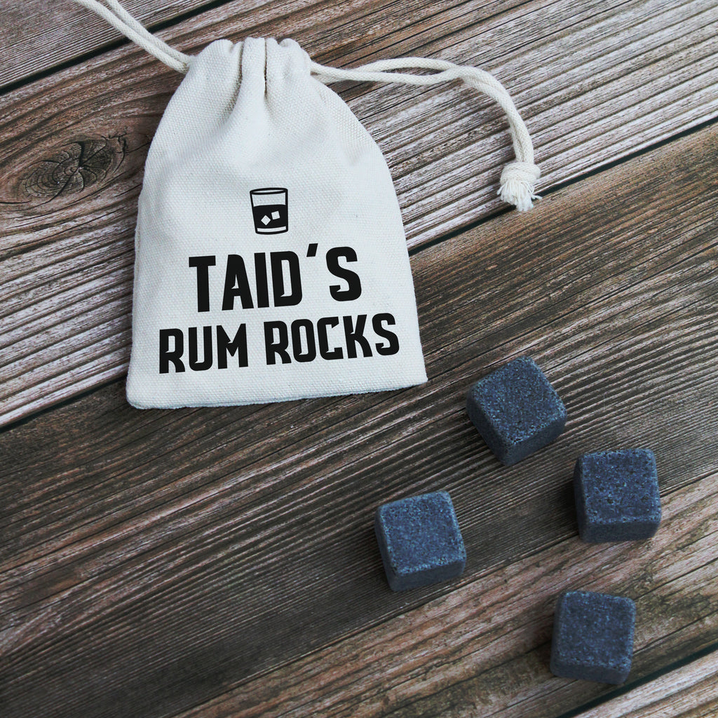 Daddy's Rum Rocks with Cotton Drawstring Bag & 4 Soapstone Ice Cubes