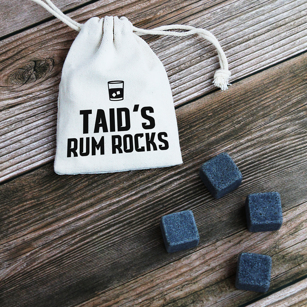 Daddy's Rum Rocks with Cotton Drawstring Bag & 4 Soapstone Ice Cubes