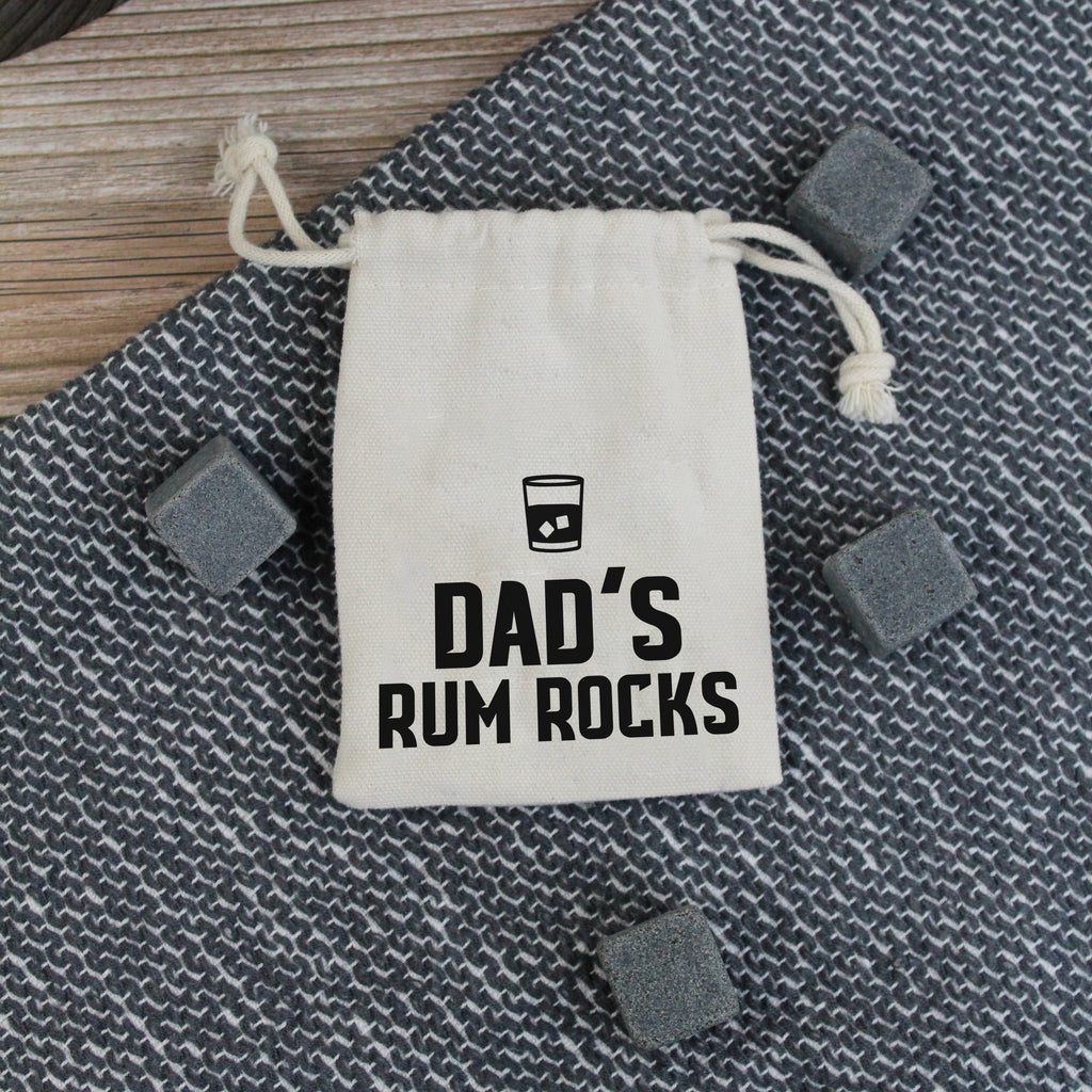 Daddy's Rum Rocks with Cotton Drawstring Bag & 4 Soapstone Ice Cubes