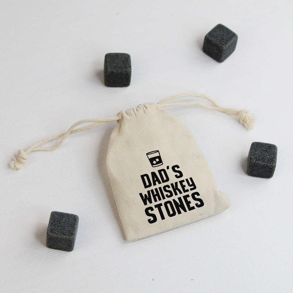 Daddy's Whisky Stones with Cotton Drawstring Bag & 4 Soapstone Ice Cubes