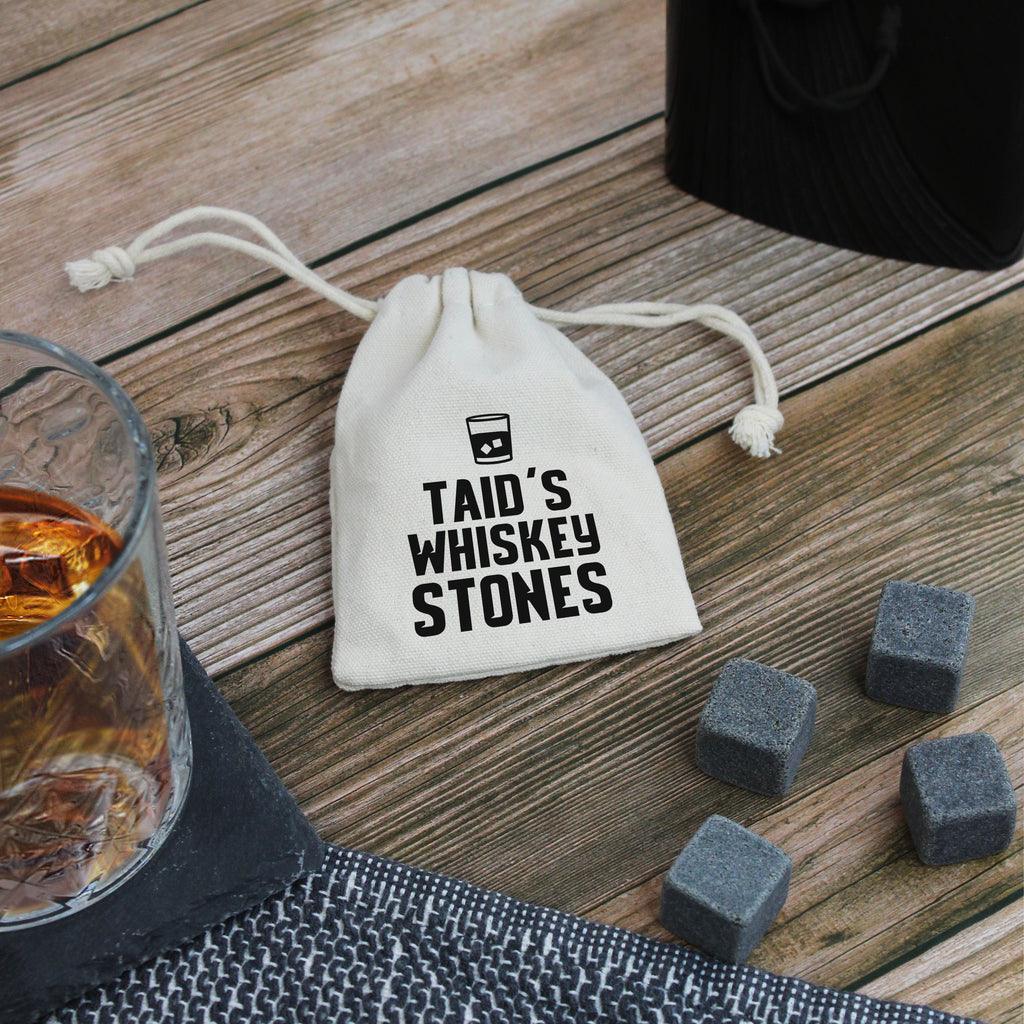 Daddy's Whisky Stones with Cotton Drawstring Bag & 4 Soapstone Ice Cubes