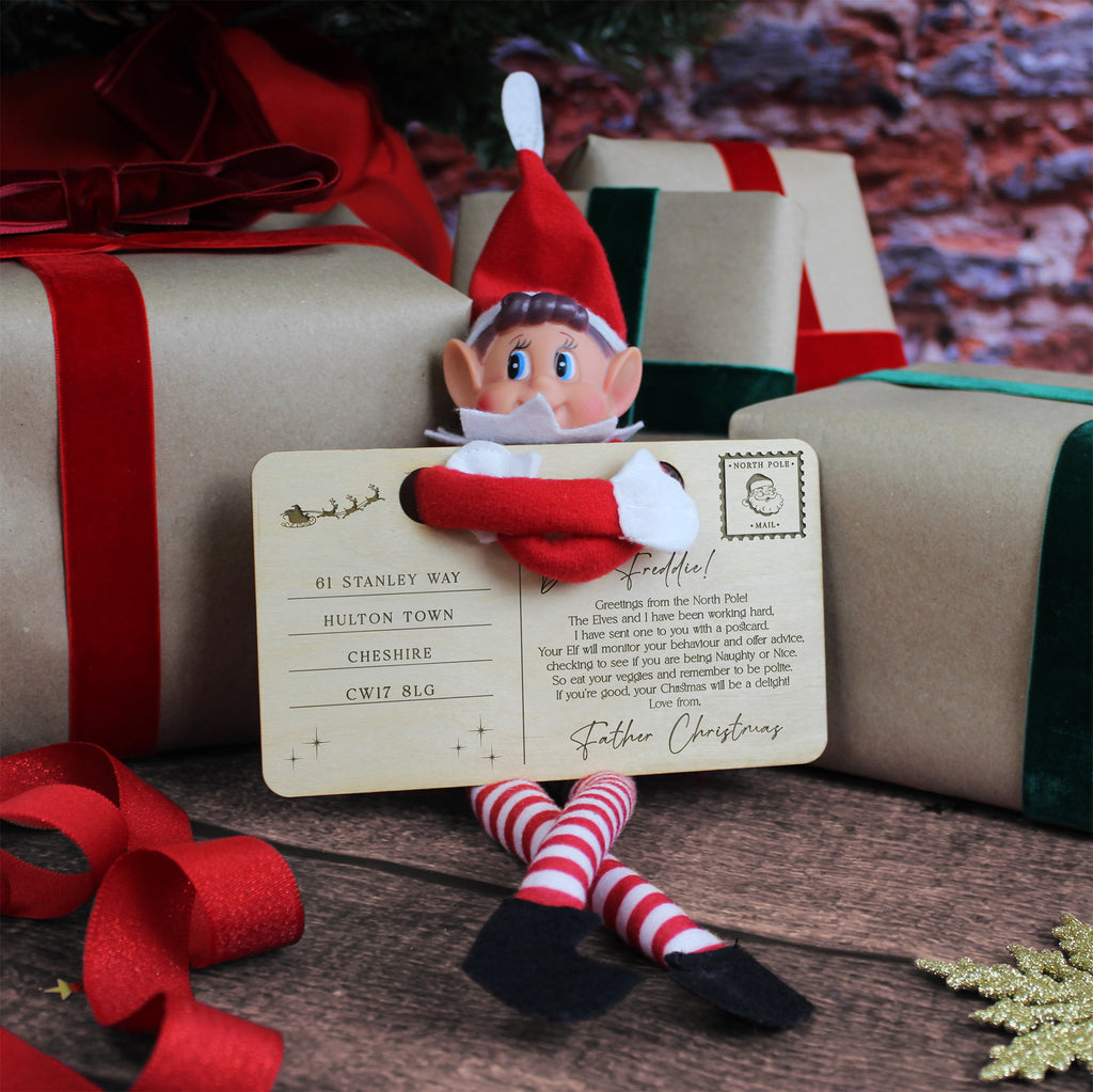 Personalised Elf Arrival Postcard with Girl or Boy Elf Option