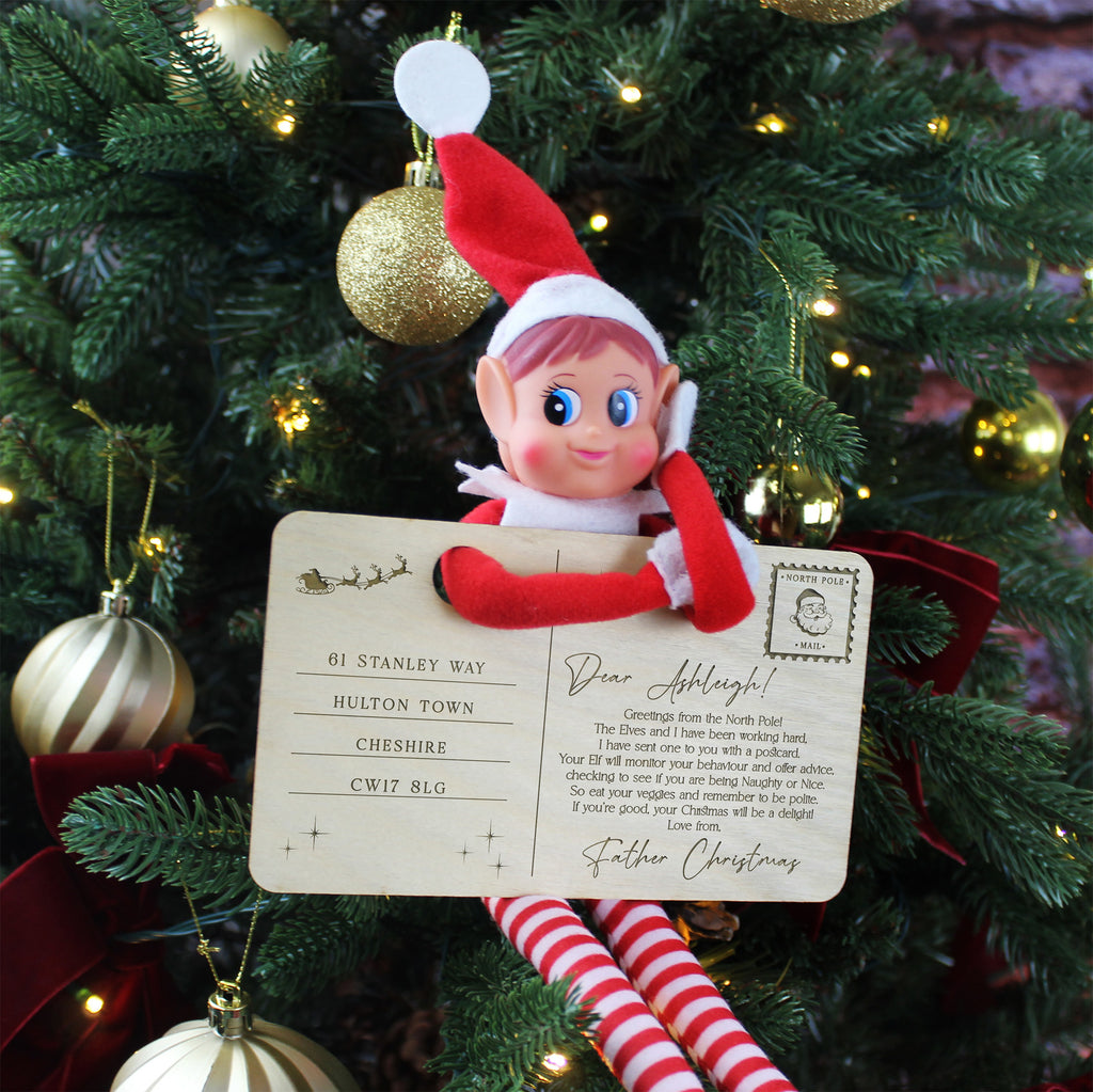 Personalised Elf Arrival Postcard with Girl or Boy Elf Option