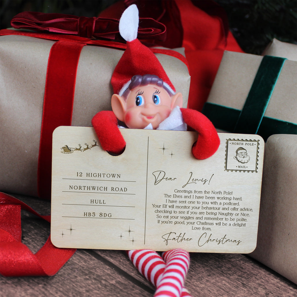 Personalised Elf Arrival Postcard with Girl or Boy Elf Option