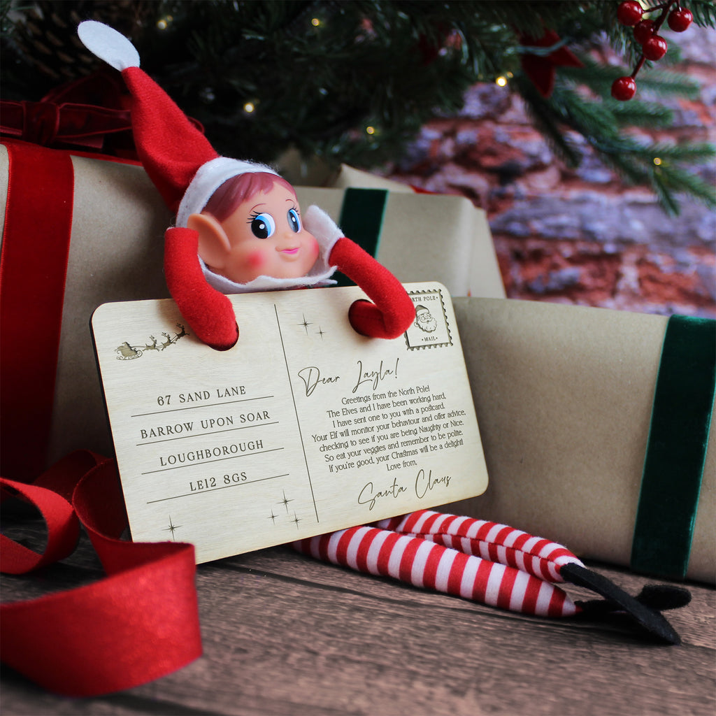 Personalised Elf Arrival Postcard with Girl or Boy Elf Option