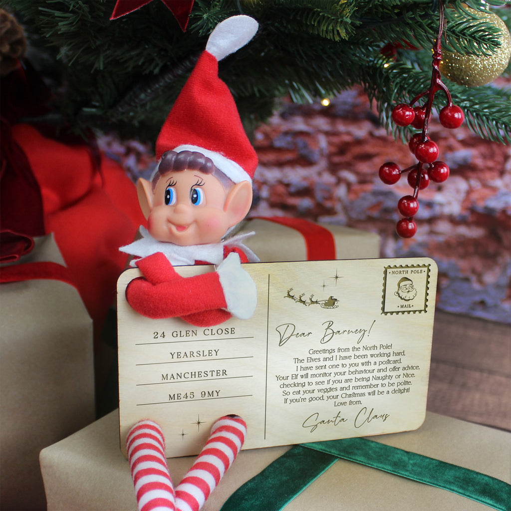 Personalised Elf Arrival Postcard with Girl or Boy Elf Option