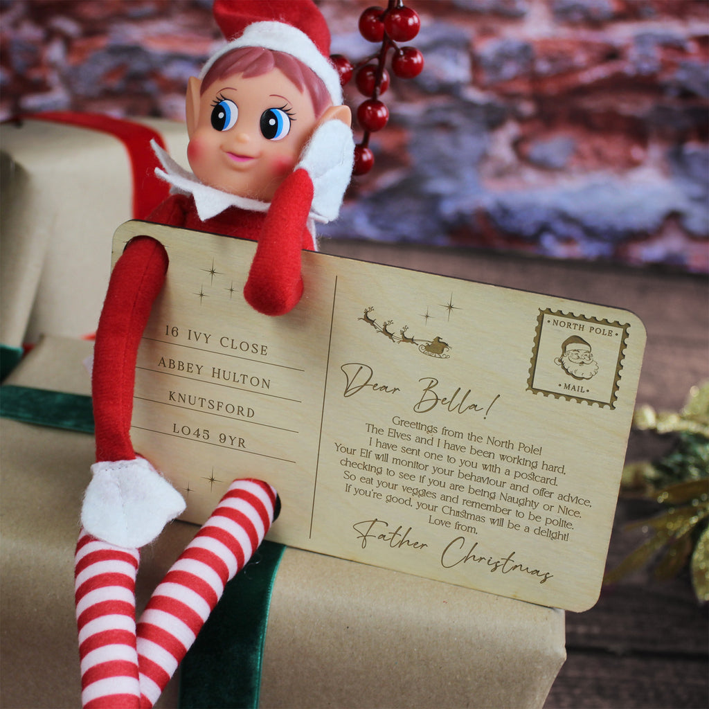 Personalised Elf Arrival Postcard with Girl or Boy Elf Option