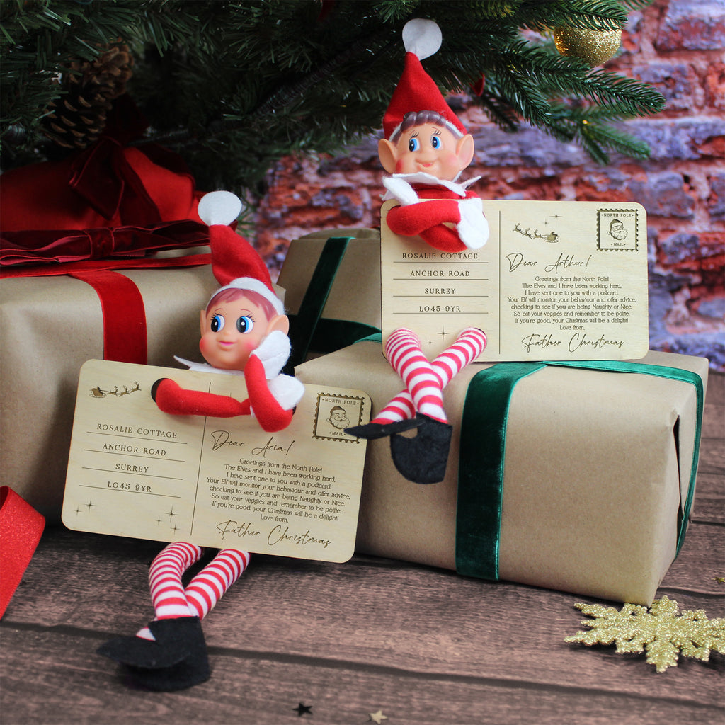 Personalised Elf Arrival Postcard with Girl or Boy Elf Option