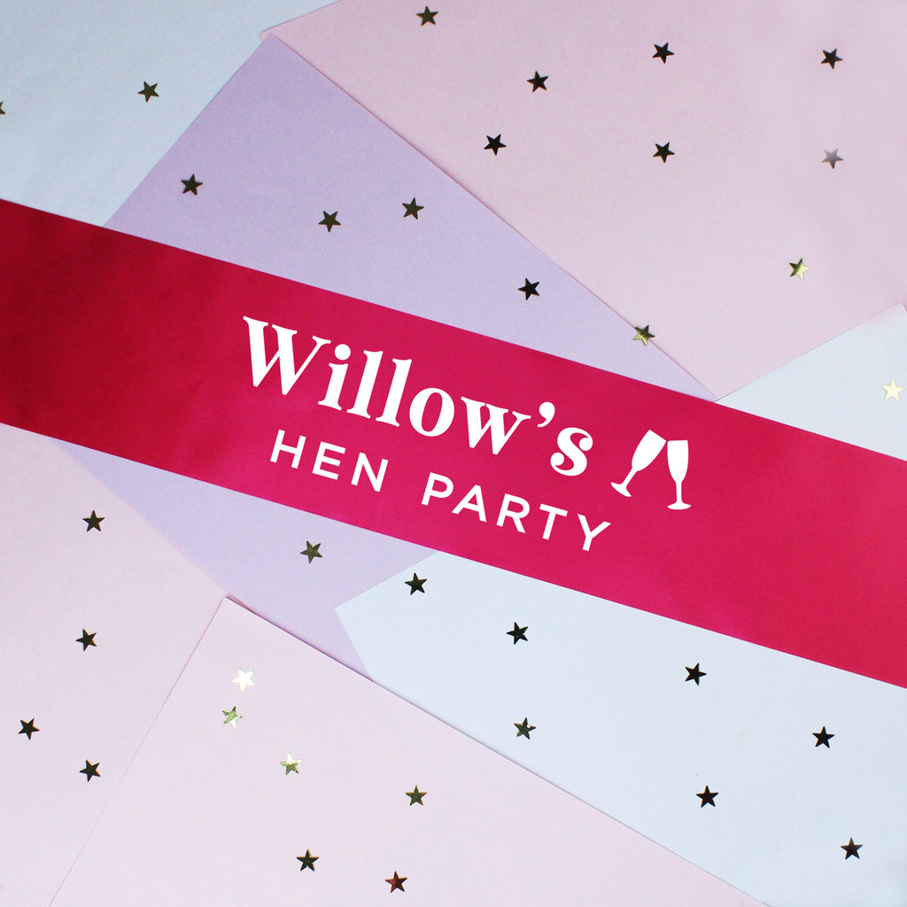 Personalised Pink 'Hen Party' Ribbon Sash