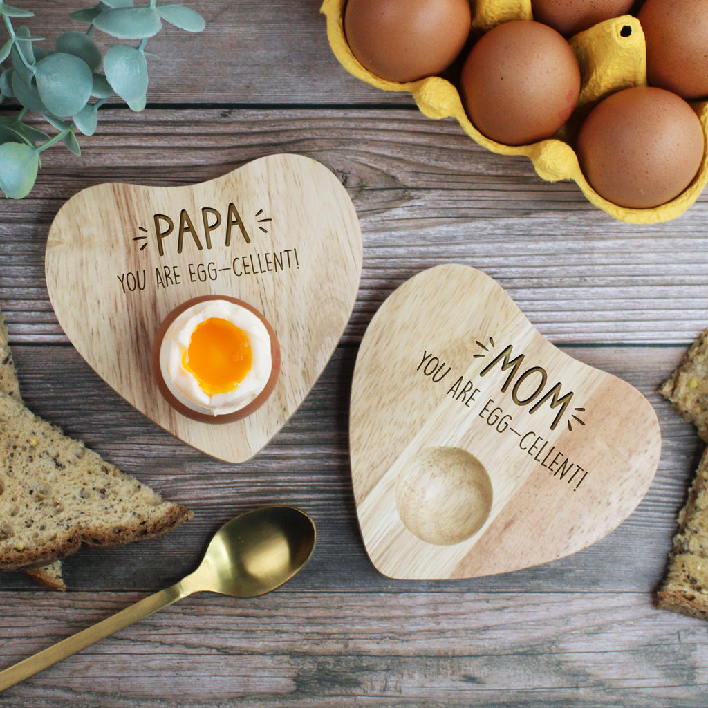 Set of 2 Personalised 'You Are Egg-Cellent' Heart Shaped Egg Cups