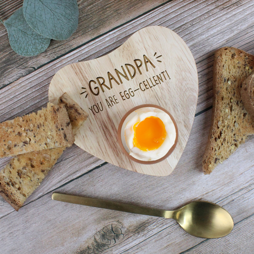 Personalised 'Daddy You Are Egg-Cellent' Heart Shaped Egg Cup