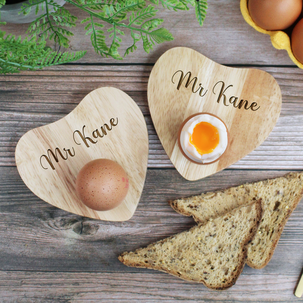 Set of Two Personalised Heart Shaped 'Mr & Mrs' Egg Holders