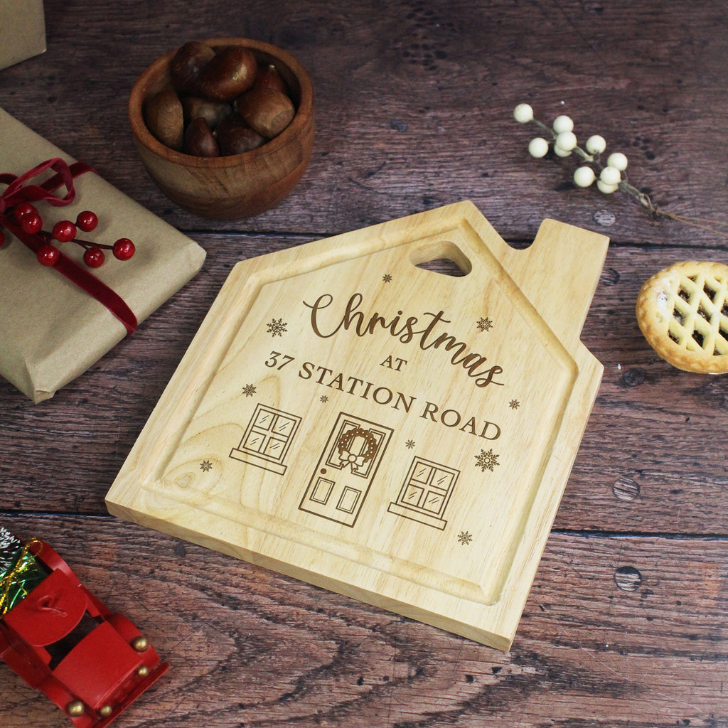Personalised "Christmas At The" House Shaped Board