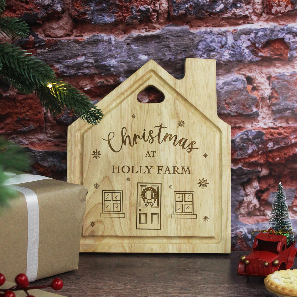 Personalised "Christmas At The" House Shaped Board