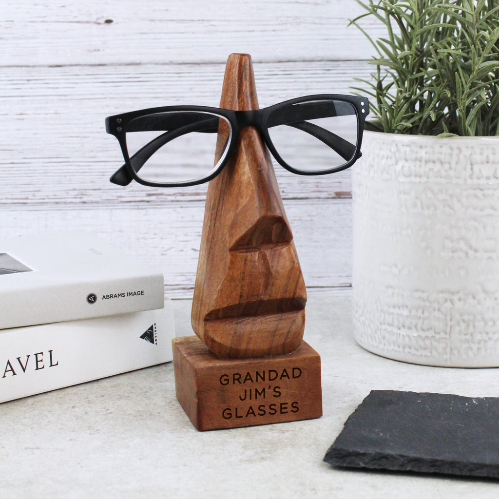 Personalised Wooden Nose Glasses Holder