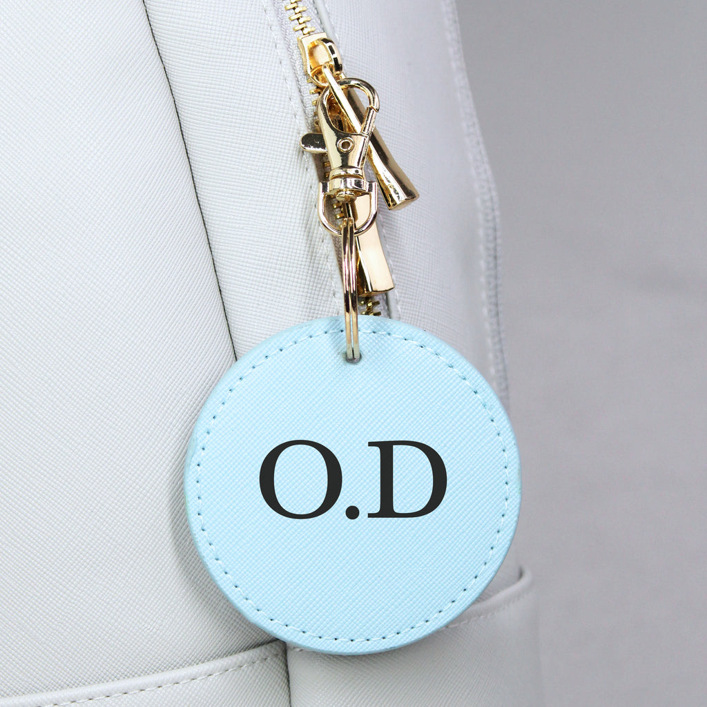 Personalised Round PU Leather Keyring with Initials