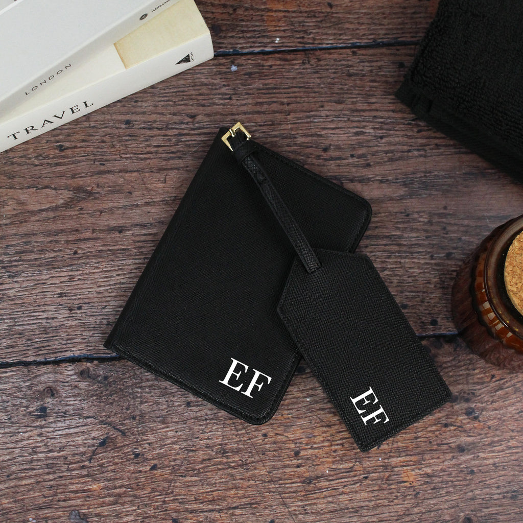 Personalised Men's Passport Cover & Luggage Tag with Initials
