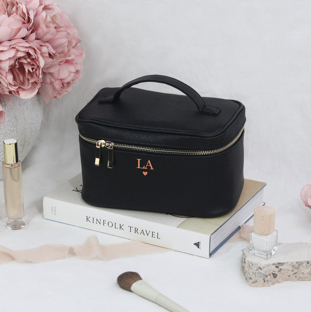 Personalised Vanity Make Up Bag with Initials & Heart