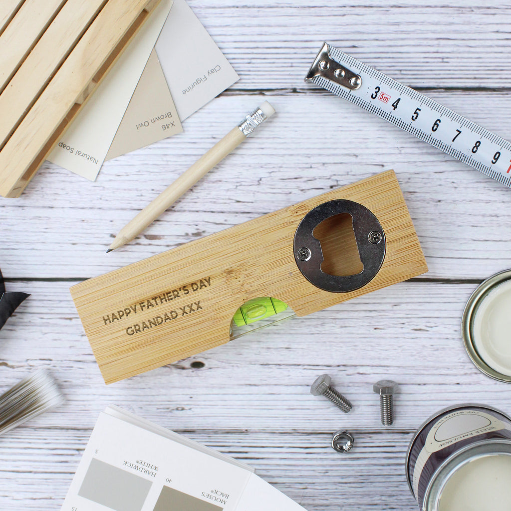 Personalised Grandad's 2 in 1 Wooden Spirit Level with Bottle Opener - You're On A Whole Other Level