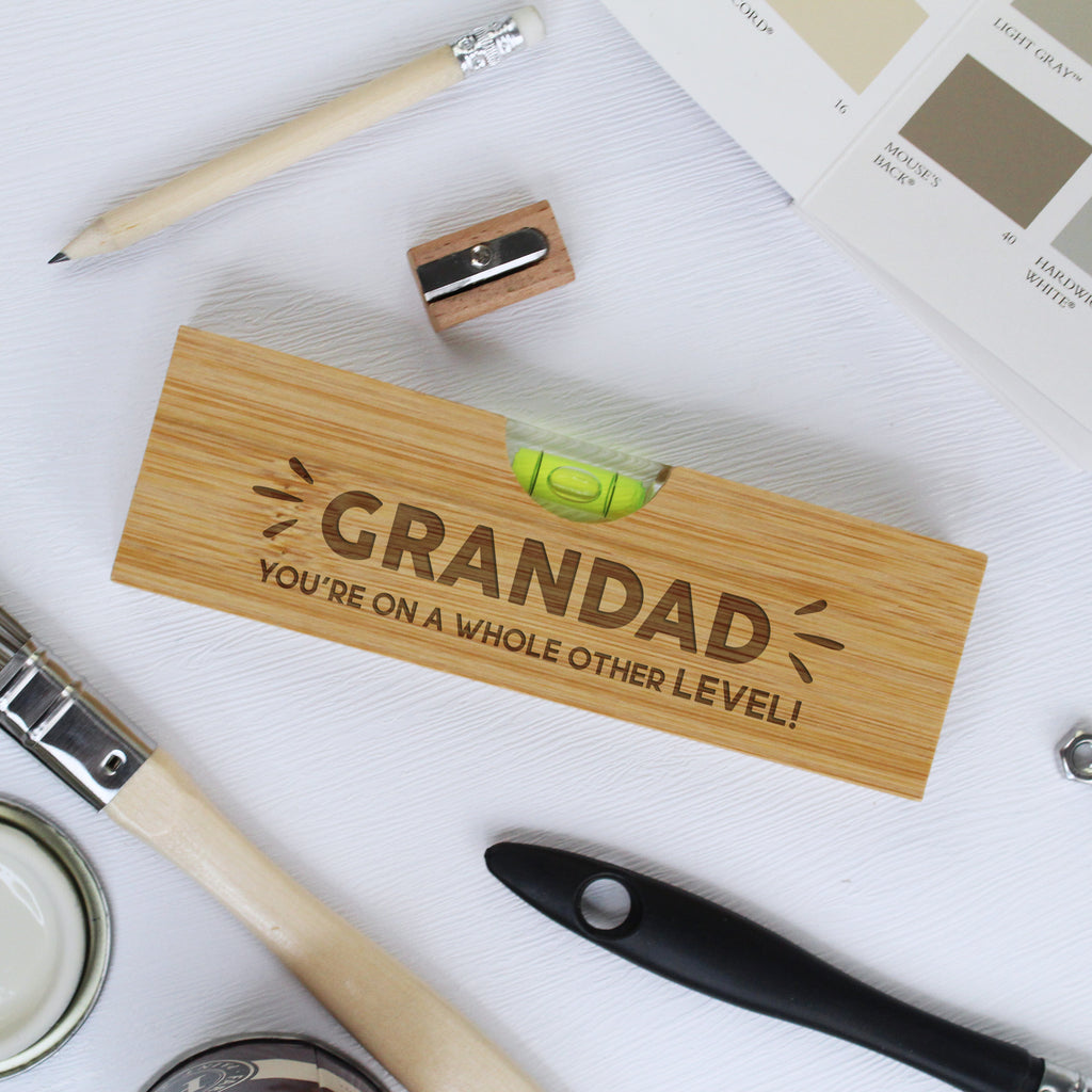 Personalised Grandad's 2 in 1 Wooden Spirit Level with Bottle Opener - You're On A Whole Other Level