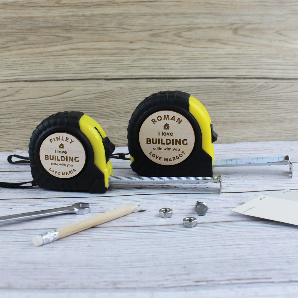 Personalised "I love building a life with you" Tape Measure