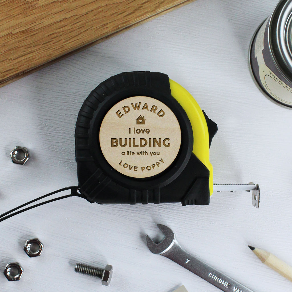 Personalised "I love building a life with you" Tape Measure