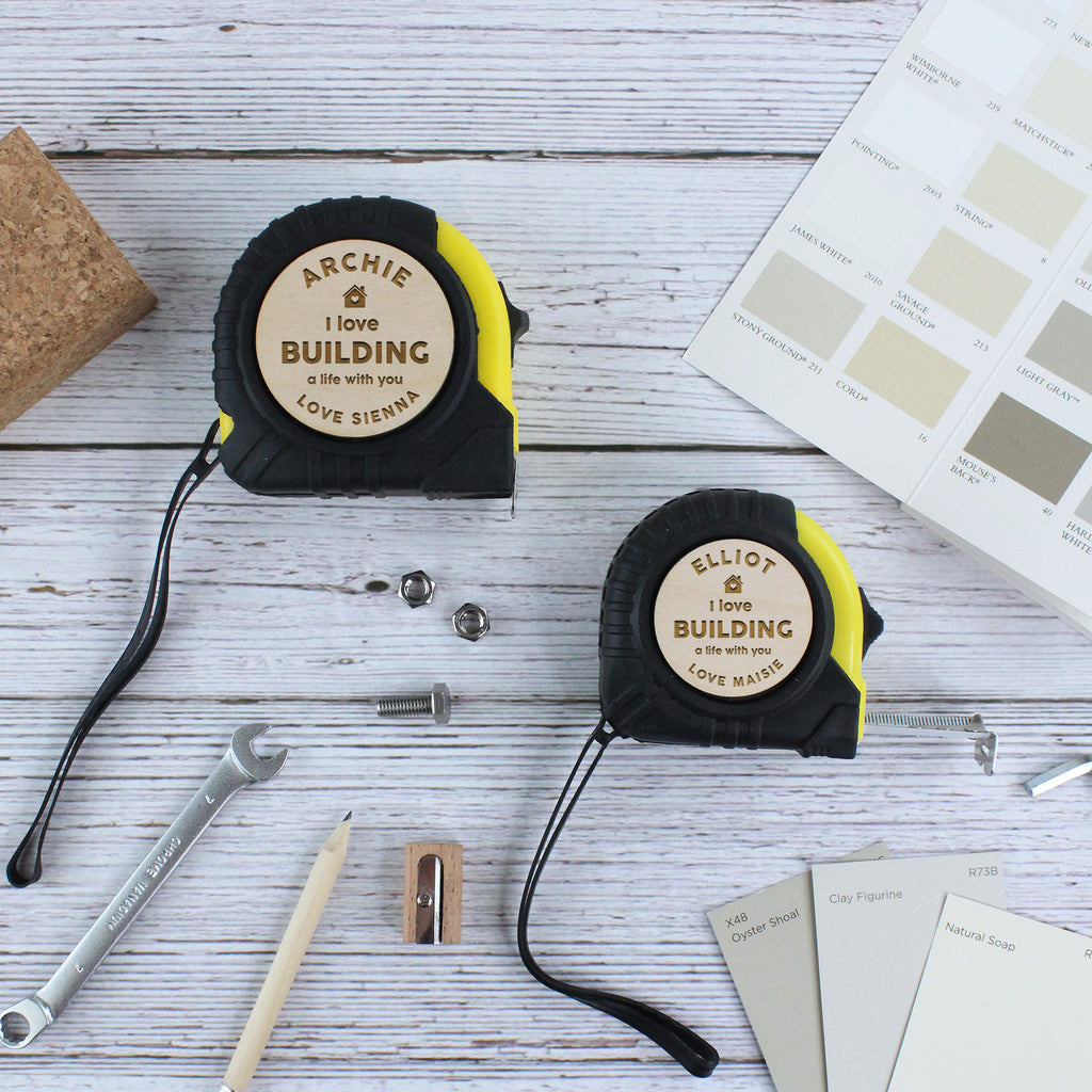 Personalised "I love building a life with you" Tape Measure