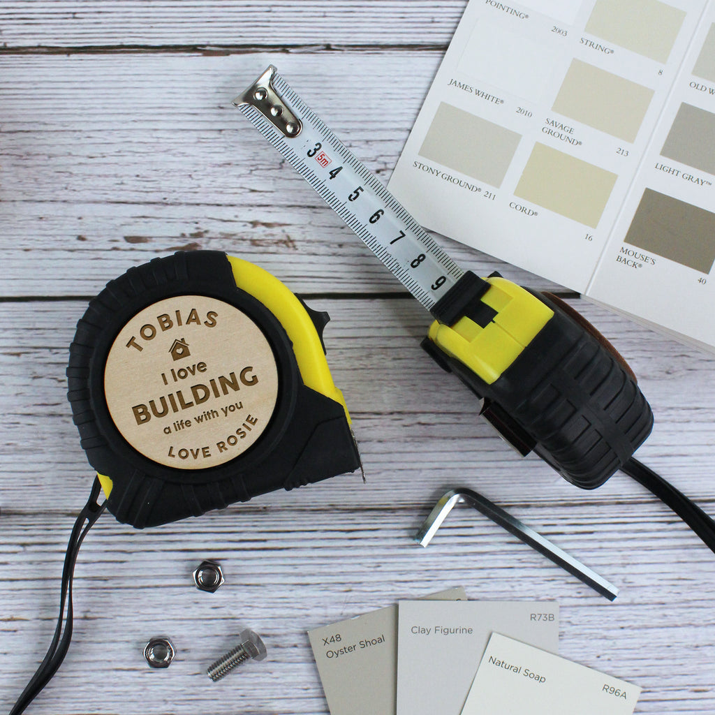 Personalised "I love building a life with you" Tape Measure