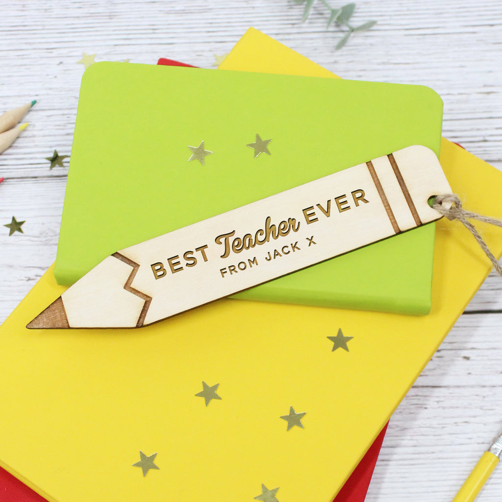 Personalised Wooden Pencil Shaped Teacher Bookmark