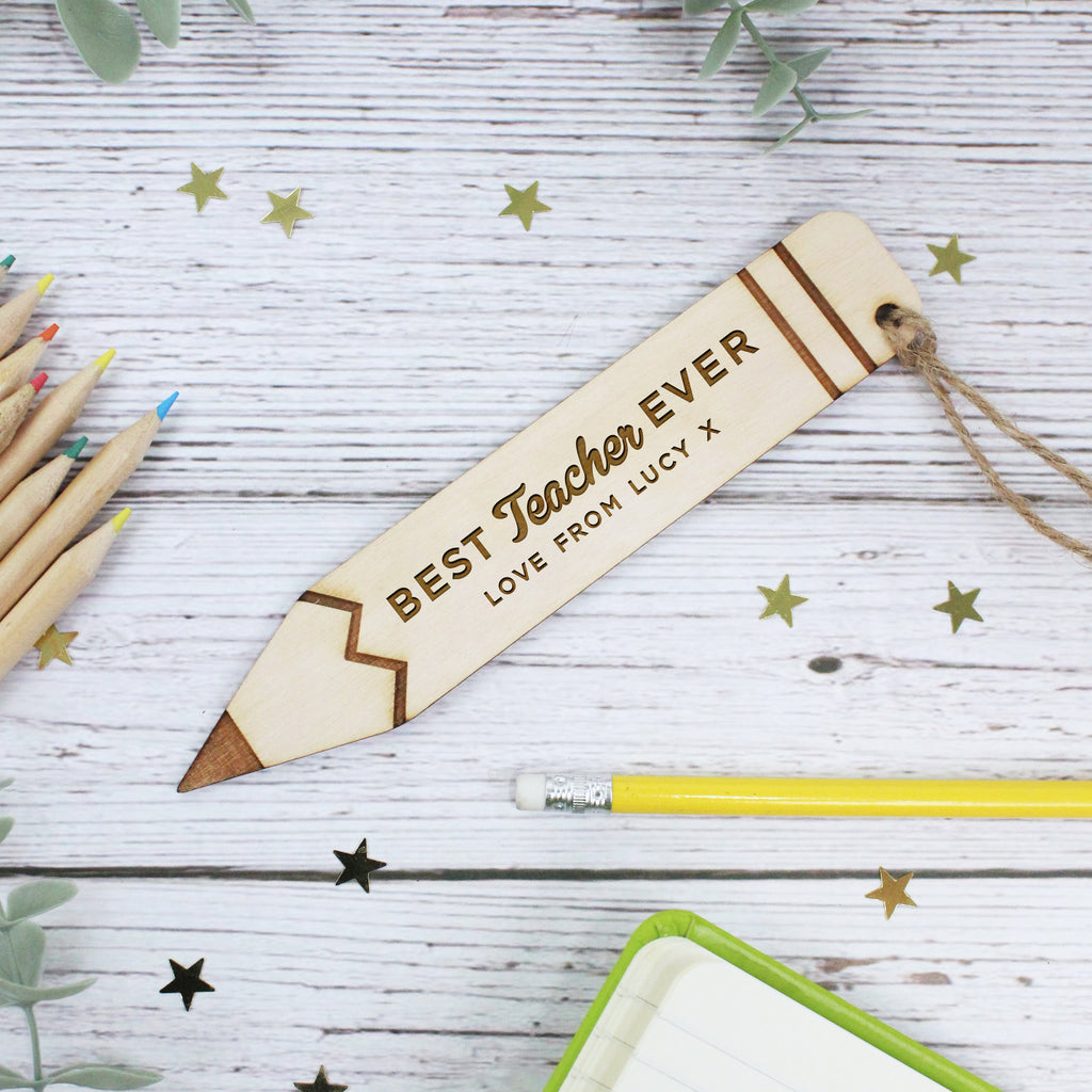 Personalised Wooden Pencil Shaped Teacher Bookmark