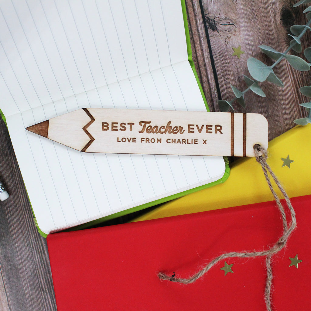 Personalised Wooden Pencil Shaped Teacher Bookmark