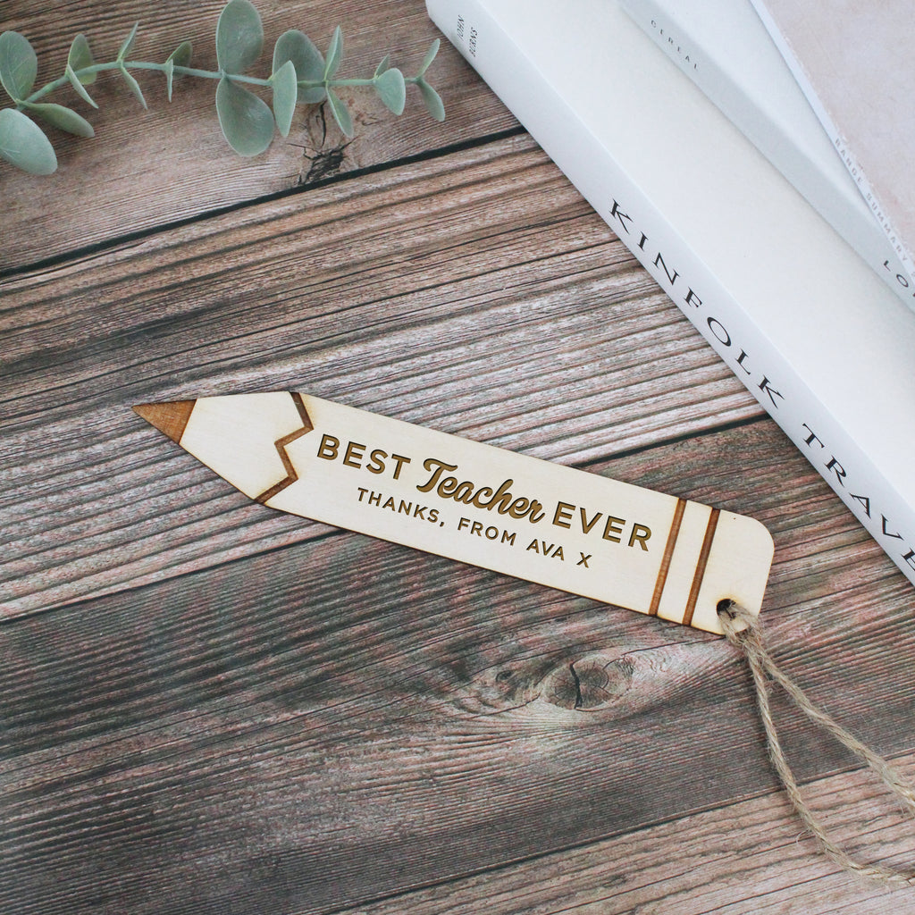 Personalised Wooden Pencil Shaped Teacher Bookmark