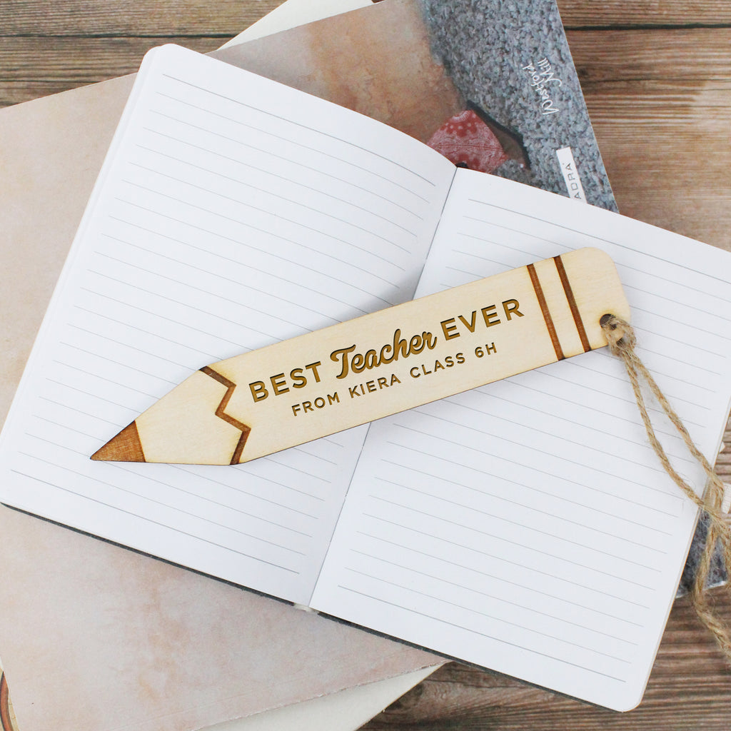 Personalised Wooden Pencil Shaped Teacher Bookmark