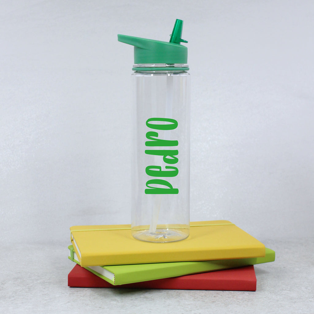 Personalised Coloured Lid Flip Straw Water Bottle