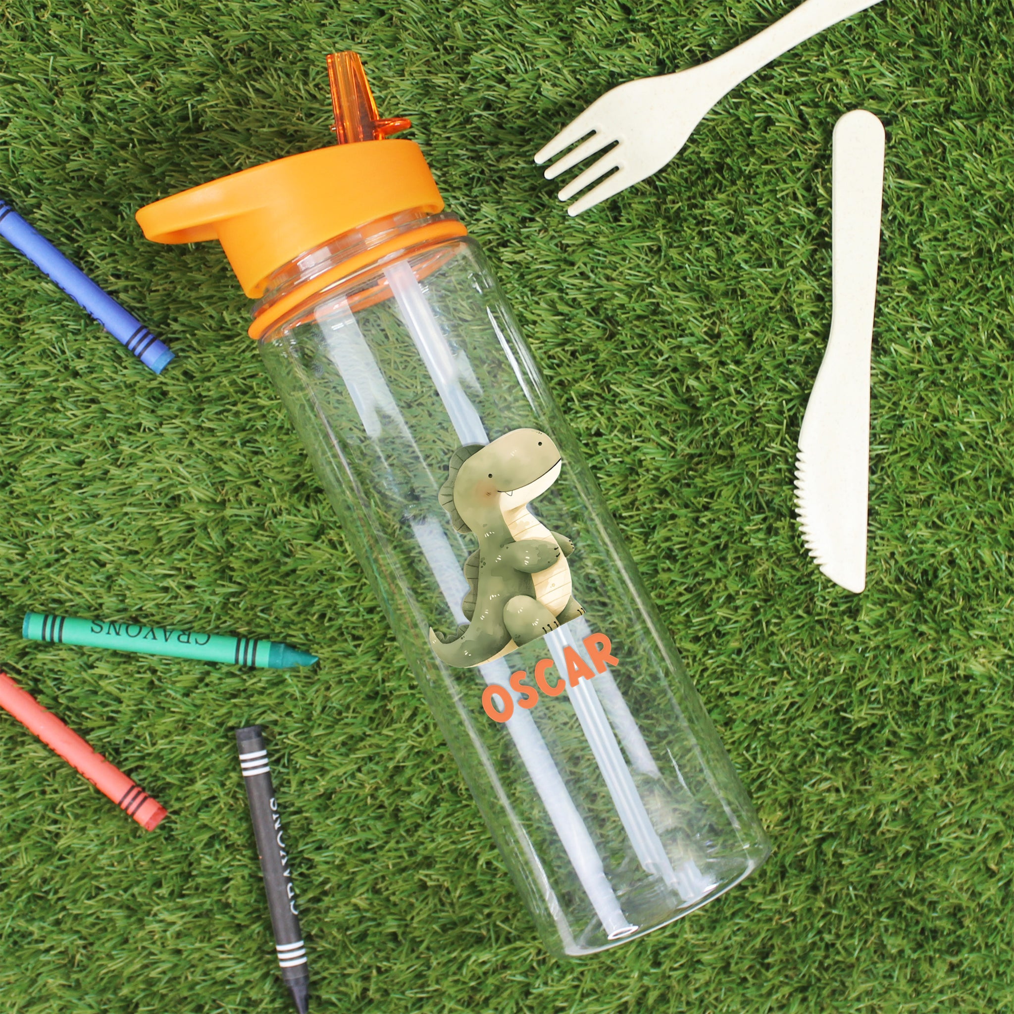 OISIZ Straw Lid & 2 Straws For Dinosaur Water Bottle - Replacement Drinking Lid Set, Fun & Practical