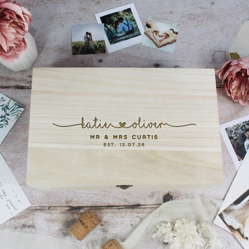 Personalised Wooden Mrs & Mrs Wedding Box